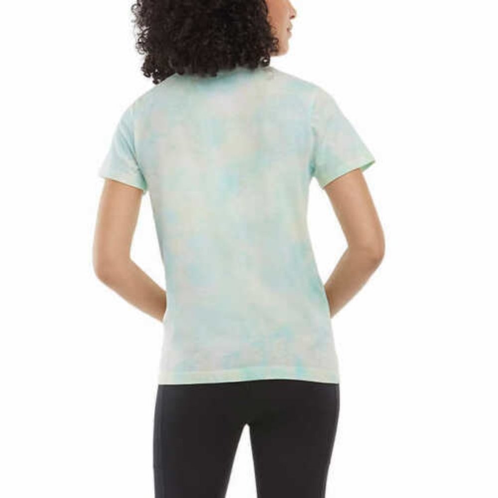 Danskin Women’s Short Sleeve Tie Dye Tee Crystal Turquoise Combo NWT NEW